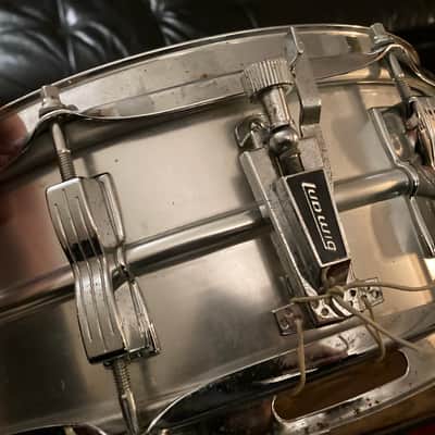 1968 Ludwig Acrolite Snare 5x14" Aluminum Snare Drum with Keystone Badge - Matte Aluminum image 3