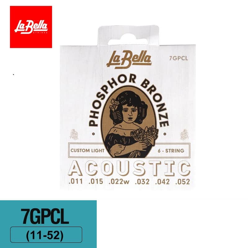 La Bella 7GPCL Phosphor Bronze Acoustic Guitar Strings – Custom Light 11-52 image 1
