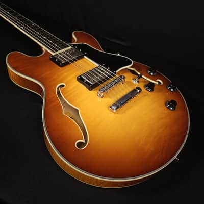 Eastman T484 Gold Burst Finish Flame Maple Thinline Guitar, Hard Case image 10