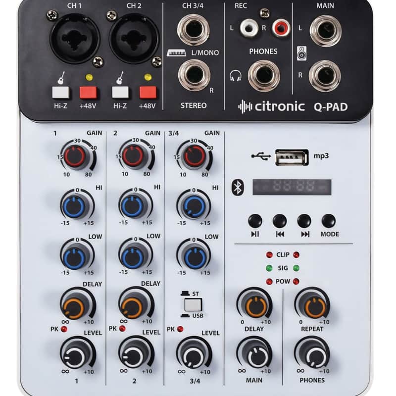 Citronic Q-PAD Multifunction Mini Mixer USB Bluetooth Audio Interface image 1