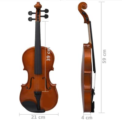 Violin Full Set with Bow and Chin Rest Dark Wood 4/4-Brown image 11