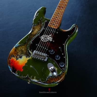 Fender Stratocaster Olive Green /Sunburst Heavy Aged Relic by East Gloves Customs image 5