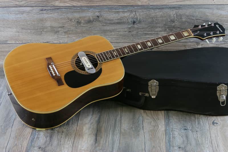 Vintage! 70’s MIJ Epiphone 6830 Acoustic/ Electric Natural Kalamazoo + Case image 1