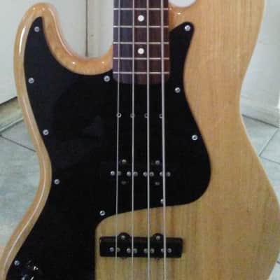 lefty Fender Jazz Bass 2007 w/gig bag - custom Marcus Miller pickguard - Natural Ash finish image 5