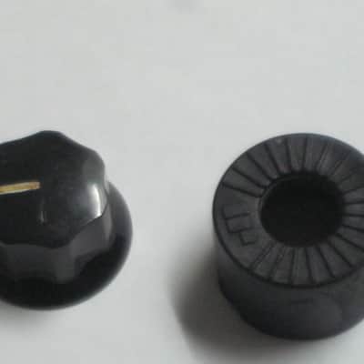 ONE litely relic'd MXR large (standard size) black plastic knob with white position line & dot, Push-On Style ECB134 (NO set screw) & ONE litely relic'd MXR Knob Cover (Foot Turner) ECB131 - from late 2000s image 6