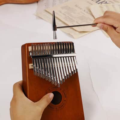 17 Keys Kalimba Thumb Piano Full Kit Bundle with Soft-Case Bag Mbira Mahogany image 4