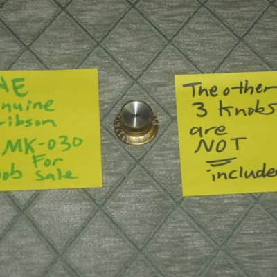 ONE very lite use genuine Gibson TONE (small print) knob from PRMK-030 set (only ONE TONE knob for sale / the other three knobs NOT included)  late 2000s or early 2010s - Knob is Gold with White Numbers & White Dashes (Gold Reflector w/ Small Black Print) image 1