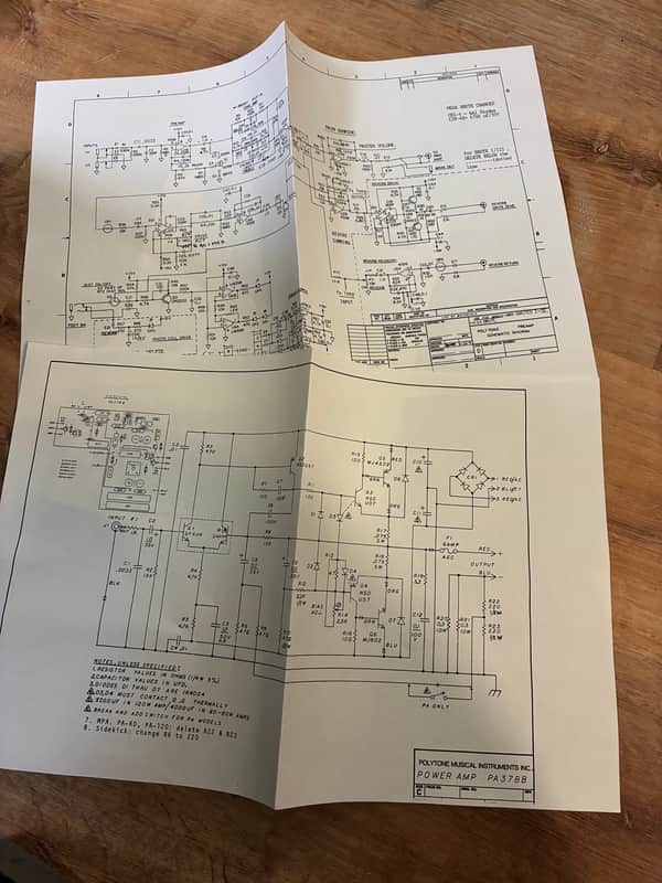 Schematic and owners manual for Polytone Mini-Brute and Mega-Brute 1990s image 1