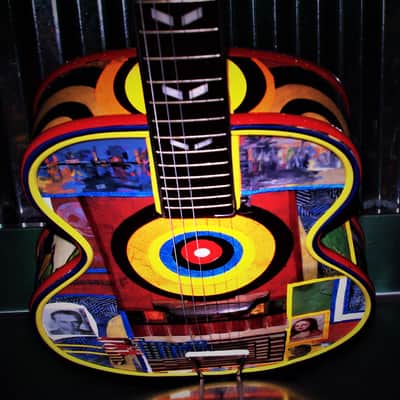 El Daga Jasper Johns "Flag Island" 2019 - Collage Dada Art Guitar. Only one. image 24