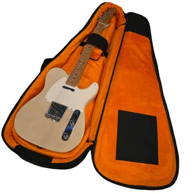 Cumberland Guitars - Embroidered Deluxe Teardrop Electric Guitar Case - Black / Orange image 4