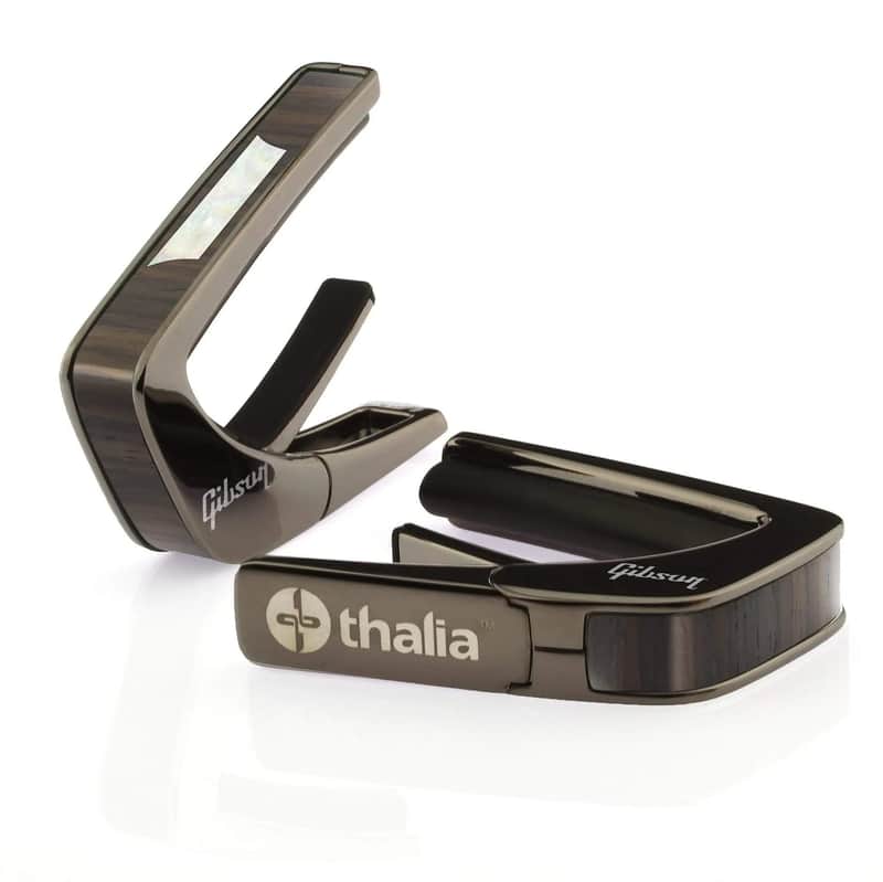 Thalia Guitar Capo - Gibson Officially Licensed (With Gibson Specific Fret Pad Models) Rosewood w Trapezoid , Black Chrome image 1
