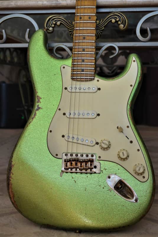 Fender Custom Stratocaster Heavy Relic Lime Green Sparkle CS Texas Specials image 1