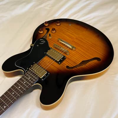 2004 Epiphone Dot Deluxe Flame Top - Made in Korea (MIK) - Vintage Sunburst - Free Pro Setup image 6