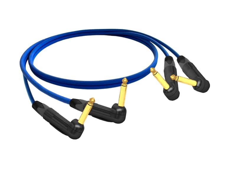 2-Channel Instrument Snake for Guitar & Bass Made with Sommer & Neutrik Gold 90�� Right-Angle 1/4" TS connectors | Blue | 9 Feet image 1