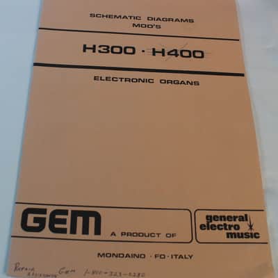 GEM Organ Schematics, models F10, H300, H400 H6000, H7000, Wizard 315, 321 1970s image 3