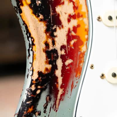 Fender Custom Shop 1965 Stratocaster Super Heavy Relic Electric Guitar - Super Faded Aged Firemist Silver over 3-Color Sunburst with Hardshell Case image 13