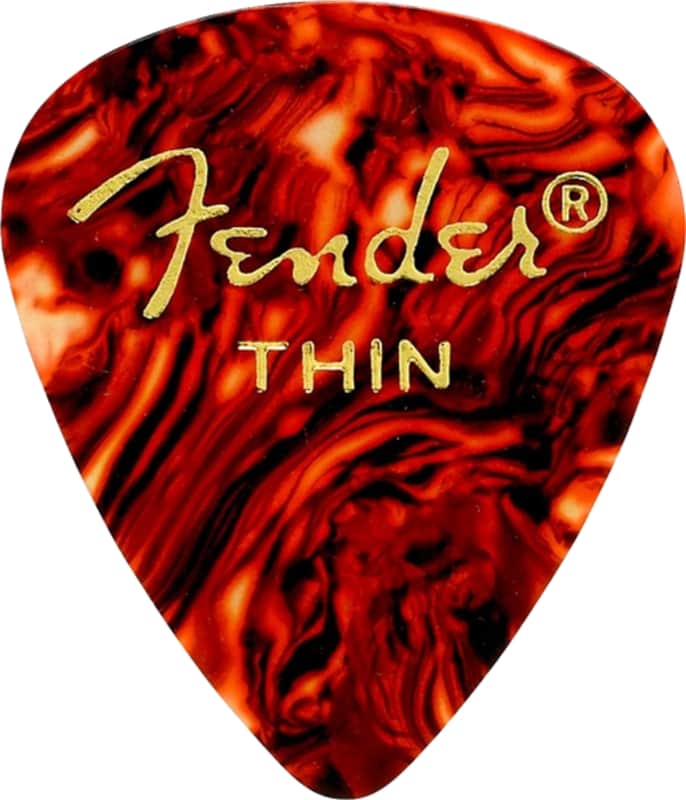 Fender Classic Celluloid 351 Thin .46mm Guitar Picks, 12-Pack, Tortoise Shell image 1