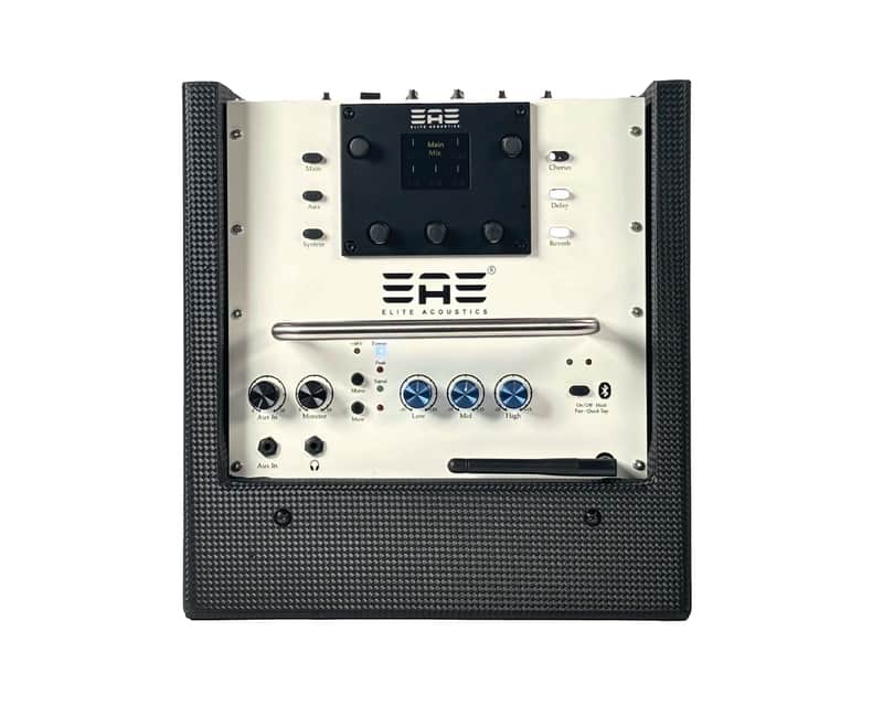 Elite Acoustics EAE D6-8 MKII 80W Rechargeable Acoustic Amp, Six Chan Digital Mixer, LFP Battery and Bluetooth image 1