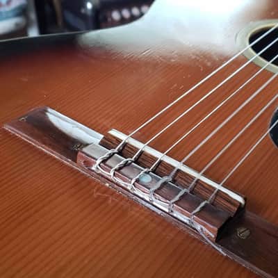 1960s Terada-T Haruo C-312 Folk Guitar Sunburst Solid Spruce/Maple Nylon String, Luthier Restored image 13