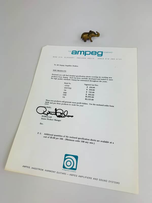 Ampeg New Products Dealer Letter 1978 image 1