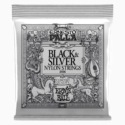 Ernesto Palla Nylon Black & Silver Classic-Gtr String Set Gauges 1st .028, 2nd .032, 3rd .040, 4th .030, 5th .036, 6th .042 - Med-Tension Ag-Plated Cu-Wire Wrap on Multifilament Core Monoflmnt-Plains image 1