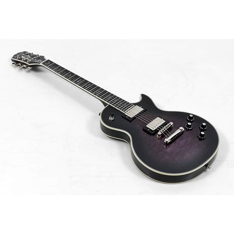 Epiphone Les Paul Custom Bats in Flight Electric Guitar - Regular Dark Purple Burst image 1