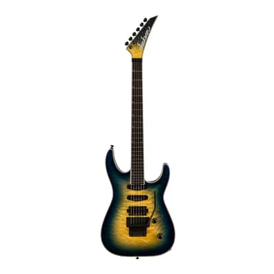 Jackson Pro Plus Series Soloist SLA3Q 6-String Six-Ply Arched Top Okoume Soloist Body, Quilt Maple Top, Ebony Fingerboard Electric Guitar (Right Handed, Amber Blue Burst) image 1
