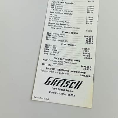 Gretsch Retail Price List- Baldwin Era Beginnings 1973 image 2