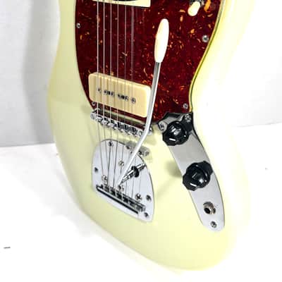 Awesomesauceguitars short scale mustang with 7 strings and a vintage Teisco pickup The Janglecaster 2026 - Olympic white image 11