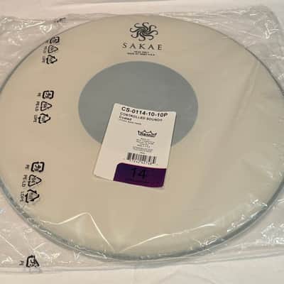 Sakae Logo 14" Remo Controlled Sound Coated Batter Drum Head White w/ Bottom Black Dot image 5