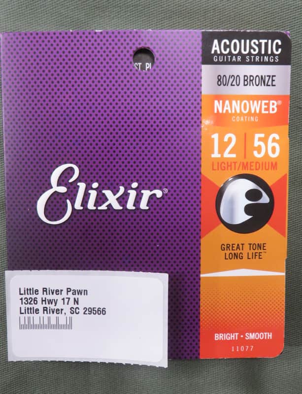 Elixir 11077 Nanoweb 80/20 Bronze Acoustic Guitar Strings - Light/Medium (12-56) image 1