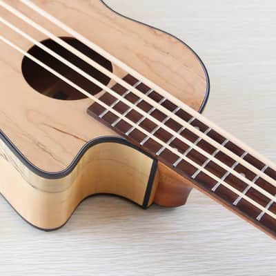 30 Inch 4 String Electric Ukulele Bass, Ash Wood Top Body, Okoume Wood Neck image 8