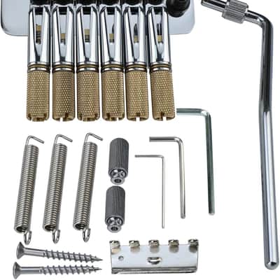 10.5mm Headless Electric Guitar Bridge Chrome Brass Block Saddle Hardened Steel Plate 2 point tremolo bridge for 6 String Headless Electric Guitar Replacement parts image 1