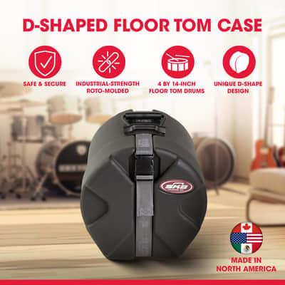 SKB 4" x 14" Snare Case with Padded Interior, D-Shaped Drum Design, and Molded in Feet for Upright Positioning and Stability, Black image 2
