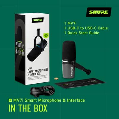 Shure MV7i Smart Microphone with Built-in Audio Interface - Podcast & Musician Mic with 2 Channels, XLR and 1/4", USB-C for Mac/PC/Phone, Advanced DSP Features, All-Metal Design, Auto Level Mode image 2