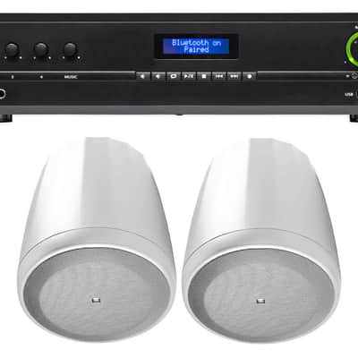 JBL VMA1120 70v 120w Amplifier+(2) White 5.25" Pendant Speakers For Restaurant image 1