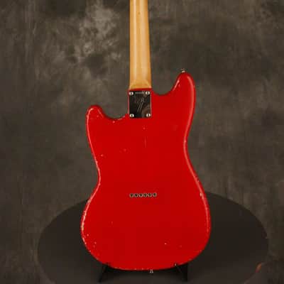 Fender Musicmaster II refinished string-thru modification 1966 Red image 13