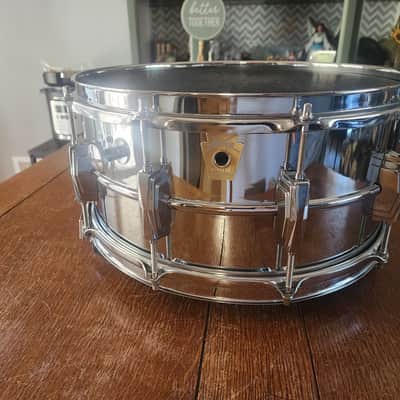 Ludwig LM411 Super-Sensitive (changed over to P85)6.5x14" 10-Lug Aluminum Snare Drum 1980's- Chrome-Plated image 1