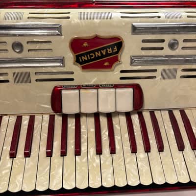 Vintage Near Mint Francini 120-Bass Accordion - Ruby & Mother of Pearl image 5