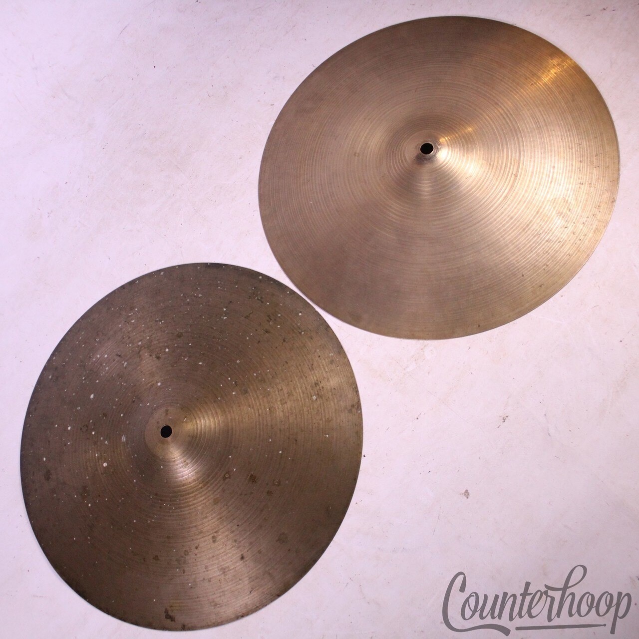 Zildjian 15" Hi-Hats 894g/956g Paper-Thin Cymbals B20 Avedis A USA Vintage 60s* — main photograph
