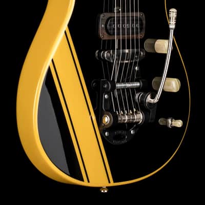 Powers Electric A-Type FF42 - Jet Black with Saffron Stripes #B513 image 6