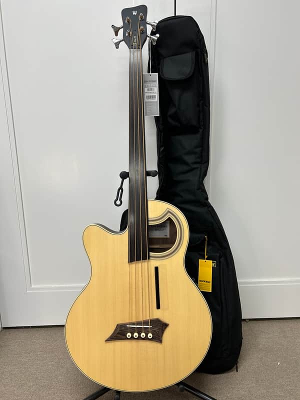 Warwick Alien Rockbass Deluxe 4 String Left Hand Fretless Acoustic Electric Bass - Natural image 1