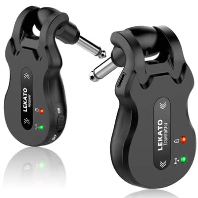 LEKATO WS-50 5.8GHz 4 Channels Wireless System for Guitar Bass Transmitter Receiver Rechargeable image 1