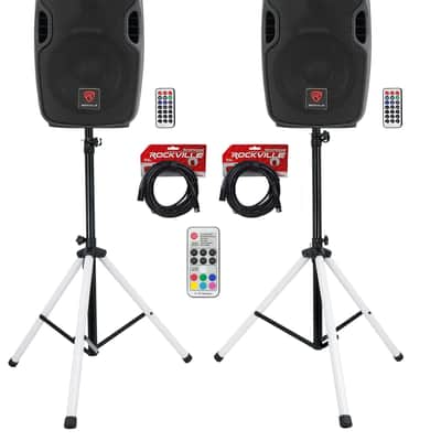 (2) Rockville BPA8 8" Powered 300w DJ PA Speakers wBluetooth+LED Stands+Cables image 15
