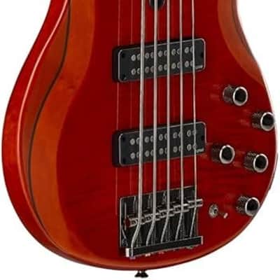 Yamaha TRBX605 5-String Flamed Maple Bass Guitar, Caramel Brown image 2