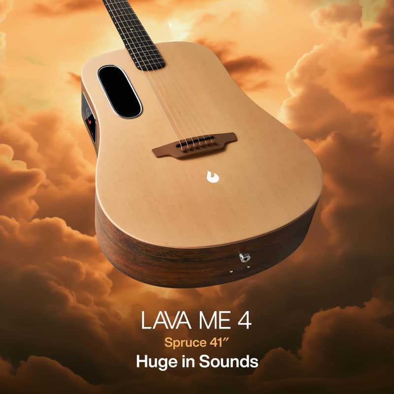 Refurbished LAVA ME 4 Solid Spruce Top Series,HILAVA 2.0 Smart Acoustics Electric Guitars,right handed,with 3.5 inch TouchScreen,FreeBoost 2.0, AirFlow Bag, Woodgrain Brown/Burlywood,41 inch image 1