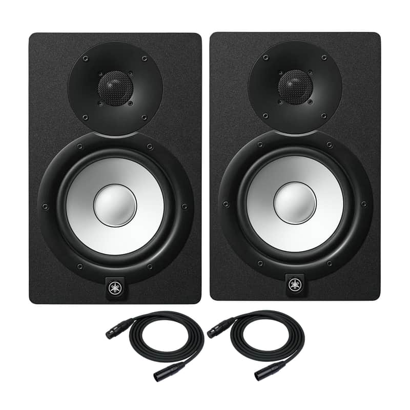 Yamaha HS7 95W Professional Powered Studio Monitor Speaker (Black) (2-Pack) Bundle with FocusProAudio 25-Feet XLR Male to Female Microphone Cable (2-Pack) (4 Items) image 1