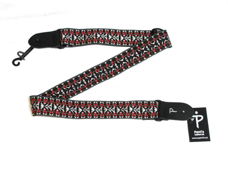 PERRI's Hootenanny Red and Silver Nylon Guitar STRAP - new - 2" wide image 1
