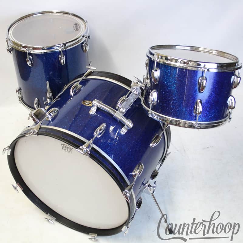 *Slingerland 20,12,14" Modern Jazz Radio King Drum Set Blue Sparkle Vintage 60s* image 1