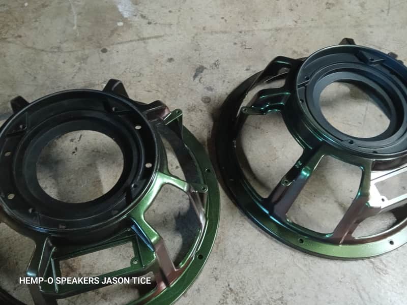 15" SPEAKER FRAMES UNIVERSITY C15 SUBWOOFER FRAMES WOOFER FRAMES SPEAKER PARTS PAIR ALUMINUM WITH CUSTOM PAINT image 1